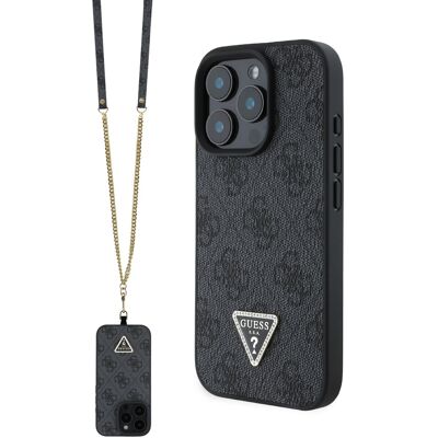 GUESS 4G STRASS SET Ochranný kryt + remienok pre Apple iPhone 16 Pro čierny GUESS 4G STRASS SET Ochranný kryt + remienok pre Apple iPhone 16 Pro čierny