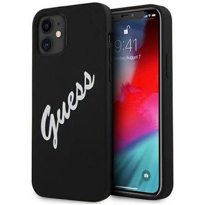 GUESS SILICONE VINTAGE Kryt Apple iPhone 12 mini čierny GUESS SILICONE VINTAGE Kryt Apple iPhone 12 mini čierny