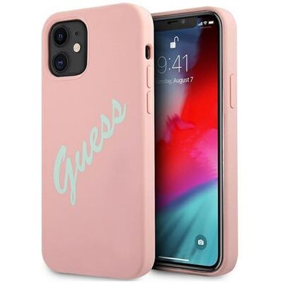 GUESS SILICONE VINTAGE Kryt Apple iPhone 12 mini ružový GUESS SILICONE VINTAGE Kryt Apple iPhone 12 mini ružový