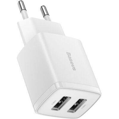 BASEUS 2U 10W Nabíjačka na mobil 2x USB biela BASEUS 2U 10W Nabíjačka na mobil 2x USB biela