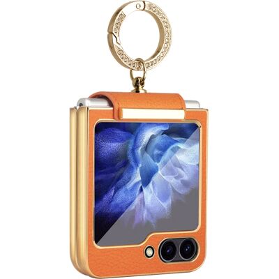 TECH-PROTECT LEATHER Kryt s držiakom pre Samsung Galaxy Z Flip7 FE 5G / Flip6 5G oranžový TECH-PROTECT LEATHER Kryt s držiakom pre Samsung Galaxy Z Flip7 FE 5G / Flip6 5G oranžový