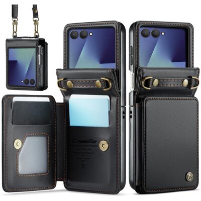 CASEME C22 Multifunkčné peňaženkové puzdro s remienkom Samsung Galaxy Z Flip8 čierne CASEME C22 Multifunkčné peňaženkové puzdro s remienkom Samsung Galaxy Z Flip8 čierne