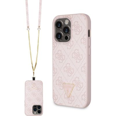 GUESS 4G STRASS SET Ochranný kryt + remienok pre Apple iPhone 15 Pro ružový GUESS 4G STRASS SET Ochranný kryt + remienok pre Apple iPhone 15 Pro ružový