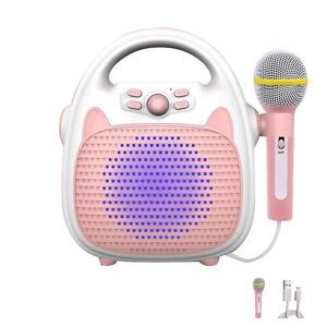 Kissqiqi Detský karaoke stroj s mikrofónom, Bluetooth reproduktorom, deti spievajú pozdĺž hudobného stroja Ružové