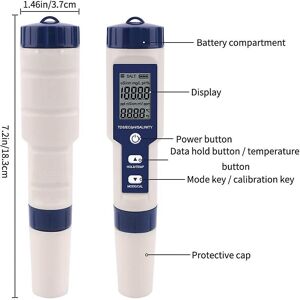 Digitálny Ph Meter s vysokou presnosťou Tester kvality vody Ph/tds/ec/temp Tester
