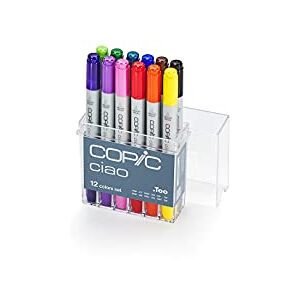 Copic Sada zvýrazňovačů Ciao s 12 barvami, univerzální označovač vrstvy, na bázi alkoholu, v praktickém akrylovém displeji pro skladování a snadné vyjmutí Copic Sada zvýrazňovačů Ciao s 12 barvami, univerzální označovač vrstvy, na bázi alkoholu, v praktickém akrylovém displeji pro skladování a snadné vyjmutí