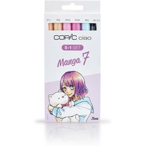Copic Ciao Marker 5+1 sada "Manga 7", 5 univerzálních layoutmarker se středně širokým a štětcovým hrotem, vč. 1 multiliner 0,3 mm Copic Ciao Marker 5+1 sada "Manga 7", 5 univerzálních layoutmarker se středně širokým a štětcovým hrotem, vč. 1 multiliner 0,3 mm