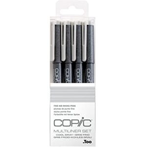 Copic Multiliner Set, Cool Gray, 4 mikrofix v různých tloušťkách tahů, zvýrazňovací tužky s jemnou špičkou a voděodolným pigmentovým inkoustem Copic Multiliner Set, Cool Gray, 4 mikrofix v různých tloušťkách tahů, zvýrazňovací tužky s jemnou špičkou a voděodolným pigmentovým inkoustem