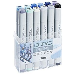 Copic Klasická sada "Zimní barvy", 12dílná sada v akrylovém displeji, Twin Marker se středně širokou a jemnou špičkou Copic Klasická sada "Zimní barvy", 12dílná sada v akrylovém displeji, Twin Marker se středně širokou a jemnou špičkou