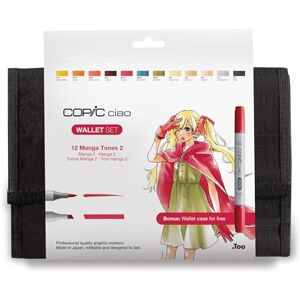 Copic Ciao Marker 12dílná sada manga "Školní uniformy" v peněžence, univerzální layoutmarker se středně širokou a štětcovou špičkou Copic Ciao Marker 12dílná sada manga "Školní uniformy" v peněžence, univerzální layoutmarker se středně širokou a štětcovou špičkou