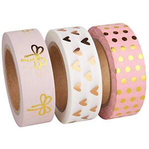Rayher 60893000 Washi Tape Set růžová/zlatá fólie, 15 mm, 3 designy á á 10 m, box 30 m Rayher 60893000 Washi Tape Set růžová/zlatá fólie, 15 mm, 3 designy á á 10 m, box 30 m