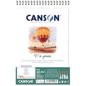 Canson 400060623 "C" a grain lehce zrnitý kreslicí papír, 180 g/m2, A5+, 30 listů na blok "Spirála na krátké straně", 148 x 235 mm, bílý Canson 400060623 "C" a grain lehce zrnitý kreslicí papír, 180 g/m2, A5+, 30 listů na blok "Spirála na krátké straně", 148 x 235 mm, bílý