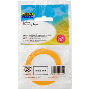 Modelcraft Twin Pack 1 mm Precision Masker Tape, Kunststoff, gelb, 2 Stück, 6 x 0.3 x 6 cm Modelcraft Twin Pack 1 mm Precision Masker Tape, Kunststoff, gelb, 2 Stück, 6 x 0.3 x 6 cm