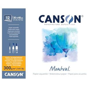 Canson Montval, akvarelový papír, jemný, 300 g/m², po obvodu lepený blok, 30 x 40 cm, bílý, 12 listů Canson Montval, akvarelový papír, jemný, 300 g/m², po obvodu lepený blok, 30 x 40 cm, bílý, 12 listů
