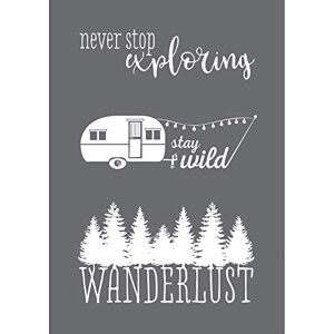 Rayher 45103000 šablona Wanderlust, formát DIN A5, se stěrkou, sítotisková šablona, šablona na malování, samolepicí, šedá Rayher 45103000 šablona Wanderlust, formát DIN A5, se stěrkou, sítotisková šablona, šablona na malování, samolepicí, šedá