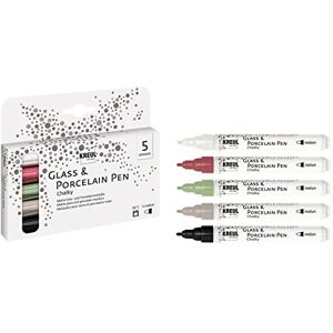 KREUL 16570 – Glass & Porcelain Pen Chalky, 5 tužek, tvarově stabilní kulatý hrot s tloušťkou linky 2–4 mm, jemný – matné sklo a porcelán s křídou, krycí, stálobarevný KREUL 16570 – Glass & Porcelain Pen Chalky, 5 tužek, tvarově stabilní kulatý hrot s tloušťkou linky 2–4 mm, jemný – matné sklo a porcelán s křídou, krycí, stálobarevný
