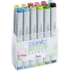 Copic Klasická sada "jarní barvy", 12dílná sada v akrylovém displeji, Twin Marker se středně širokou a jemnou špičkou Copic Klasická sada "jarní barvy", 12dílná sada v akrylovém displeji, Twin Marker se středně širokou a jemnou špičkou