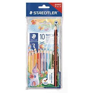 Staedtler Jumbo Pastelky Noris Club, zvýšenou pevnost v tahu, trojúhelníkový tvar, systém ABS, dětský nábytek podle DIN EN71, sada 10 brilantních barev, gumu a tužku, 61 SET7 Staedtler Jumbo Pastelky Noris Club, zvýšenou pevnost v tahu, trojúhelníkový tvar, systém ABS, dětský nábytek podle DIN EN71, sada 10 brilantních barev, gumu a tužku, 61 SET7