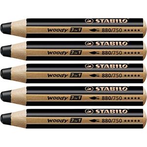 STABILO pastelky, vodní barvy a voskovky woody balení 3 v 1-5 kusech černá STABILO pastelky, vodní barvy a voskovky woody balení 3 v 1-5 kusech černá