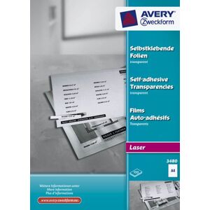 Avery 3480 transparentních fólií pro laserové tiskárny a kopírky (100 samolepicích fólií, A4, matný povrch, výborně označitelné, stohovatelné, tloušťka fólie 0,14 mm) Avery 3480 transparentních fólií pro laserové tiskárny a kopírky (100 samolepicích fólií, A4, matný povrch, výborně označitelné, stohovatelné, tloušťka fólie 0,14 mm)