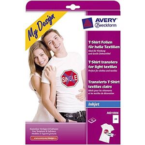Avery MD1006 24 textilních fólií, tričko vlastní tvorba, potisk trička (nažehlovací fólie, světlé textilie, DIN A4, potištěná fólie na trička k nažehlení, transferová fólie pro inkoustové tiskárny) Avery MD1006 24 textilních fólií, tričko vlastní tvorba, potisk trička (nažehlovací fólie, světlé textilie, DIN A4, potištěná fólie na trička k nažehlení, transferová fólie pro inkoustové tiskárny)