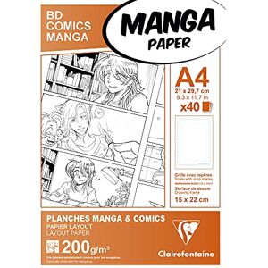Clairefontaine 94045C Manga pouzdro BD/Comic (DIN A4, 21 x 29,7 cm, 40 listů, 200 g, vhodné pro značkovač s alkoholem, s jednoduchým mřížkou) bílé Clairefontaine 94045C Manga pouzdro BD/Comic (DIN A4, 21 x 29,7 cm, 40 listů, 200 g, vhodné pro značkovač s alkoholem, s jednoduchým mřížkou) bílé