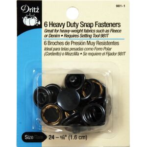 Dritz 981-1 Robuste Druckknöpfe, Fleece, Schwarz, Size 24 (5/8-Inch), 6 Dritz 981-1 Robuste Druckknöpfe, Fleece, Schwarz, Size 24 (5/8-Inch), 6