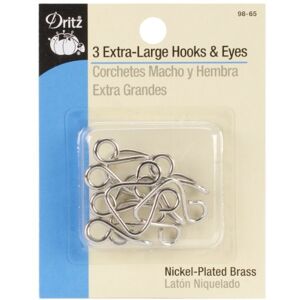 Dritz Extra velké háčky a oka, poniklovaná mosaz, 3 kusy Dritz Extra velké háčky a oka, poniklovaná mosaz, 3 kusy