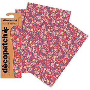 décopatch Clairefontaine C751O Decopatch papír, balení 3 ks červený s květinovými úponky décopatch Clairefontaine C751O Decopatch papír, balení 3 ks červený s květinovými úponky