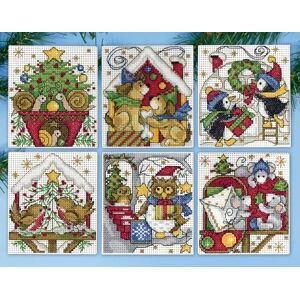 Design Works Crafts Tobin Home for Christmas Sada ornamentů s křížkovým stehem, bavlna, 8,9 x 10,2 cm, 14 kusů, 6 kusů, 3-1/2" x 4 Design Works Crafts Tobin Home for Christmas Sada ornamentů s křížkovým stehem, bavlna, 8,9 x 10,2 cm, 14 kusů, 6 kusů, 3-1/2" x 4