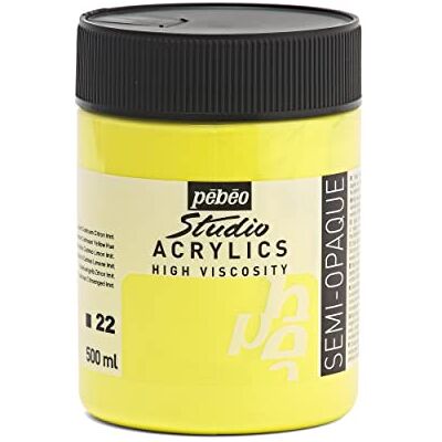 PEBEO Pébéo Studio akrylový hrnec, 500 ml, citronově žlutá/žlutá, 171022, kadmiově žlutá citronová imitace PEBEO Pébéo Studio akrylový hrnec, 500 ml, citronově žlutá/žlutá, 171022, kadmiově žlutá citronová imitace