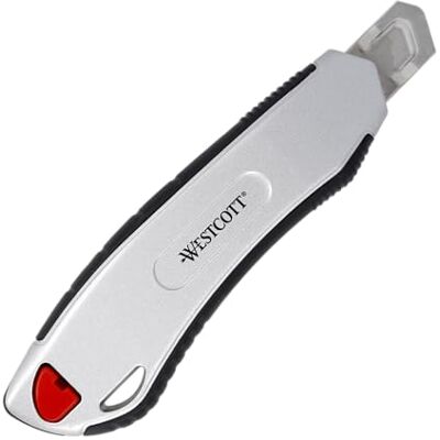 Westcott E-84025 00 Cutter Aluminum Alloy mit Softgrip-Griff, Klingenbreite 18 mm, grau/schwarz Westcott E-84025 00 Cutter Aluminum Alloy mit Softgrip-Griff, Klingenbreite 18 mm, grau/schwarz
