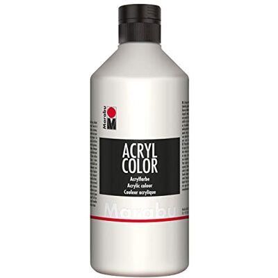 Marabu 12010075070 Akrylová barva bílá 500 ml, krémová akrylová barva na vodní bázi, rychleschnoucí, stálá na světle, voděodolná, k nanášení štětcem a houbou na plátno, papír a dřevo Marabu 12010075070 Akrylová barva bílá 500 ml, krémová akrylová barva na vodní bázi, rychleschnoucí, stálá na světle, voděodolná, k nanášení štětcem a houbou na plátno, papír a dřevo