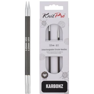 KnitPro Karbonz vyměnitelné jehly 5" (13 cm) 3,25 mm KnitPro Karbonz vyměnitelné jehly 5" (13 cm) 3,25 mm