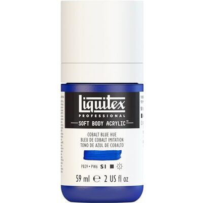 Liquitex 1959381 profesionální akrylová barva Soft Body – umělecká barva v krémové krycí konzistenci, vysoká pigmentace, stálobarevná a odolná proti stárnutí, 59 ml láhev – imitace kobaltově modře. Liquitex 1959381 profesionální akrylová barva Soft Body – umělecká barva v krémové krycí konzistenci, vysoká pigmentace, stálobarevná a odolná proti stárnutí, 59 ml láhev – imitace kobaltově modře.
