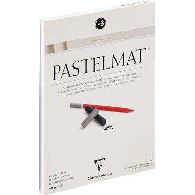 Clairefontaine 96001C kreslicí blok Pastelmat (lepený na hlavě, 12 listů, 18 x 24 cm, 360 g, se 4 transparentními dělicími listy, speciální karton ideální pro pastely a křídy) bílý Clairefontaine 96001C kreslicí blok Pastelmat (lepený na hlavě, 12 listů, 18 x 24 cm, 360 g, se 4 transparentními dělicími listy, speciální karton ideální pro pastely a křídy) bílý