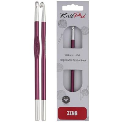 KnitPro Zing jednoduché háčkovací jehlice 6 mm KnitPro Zing jednoduché háčkovací jehlice 6 mm