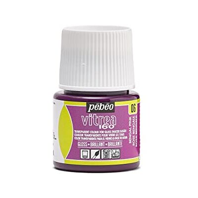 PEBEO Transparentní barva na sklo Vitrea 160 °C bengálská růžová 45 ml PEBEO Transparentní barva na sklo Vitrea 160 °C bengálská růžová 45 ml