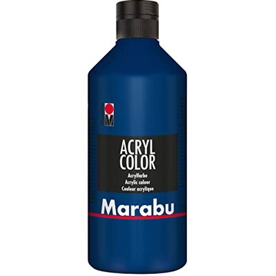 Marabu 12010075053 Akrylová barva tmavě modrá 500 ml, krémová akrylová barva na vodní bázi, rychleschnoucí, stálá na světle, voděodolná, k nanášení štětcem a houbou na plátno, papír a dřevo Marabu 12010075053 Akrylová barva tmavě modrá 500 ml, krémová akrylová barva na vodní bázi, rychleschnoucí, stálá na světle, voděodolná, k nanášení štětcem a houbou na plátno, papír a dřevo