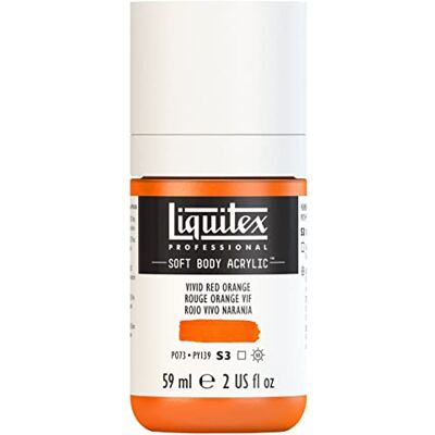 Liquitex 1959620 Professional akrylová barva Soft Body – umělecká barva v krémově krycí konzistenci, vysoká pigmentace, světlostálá a odolná proti stárnutí, 59ml láhev – oranžovo-červená, živá Liquitex 1959620 Professional akrylová barva Soft Body – umělecká barva v krémově krycí konzistenci, vysoká pigmentace, světlostálá a odolná proti stárnutí, 59ml láhev – oranžovo-červená, živá