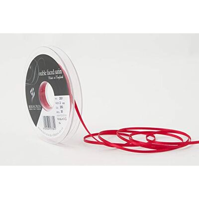 Berisfords 3501 Doppelseitiges Polyester-Satinband, rot, 0,3 cm, 30 Berisfords 3501 Doppelseitiges Polyester-Satinband, rot, 0,3 cm, 30