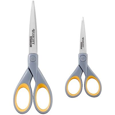 Westcott Sada nůžek Softgrip E-13824 00 Titan Nitrid, šedá/žlutá, 13 cm (5") a 18 cm (7"), 2 kusy Westcott Sada nůžek Softgrip E-13824 00 Titan Nitrid, šedá/žlutá, 13 cm (5") a 18 cm (7"), 2 kusy