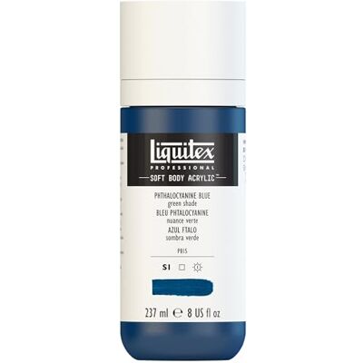 Liquitex 1923316 profesionální akrylová barva Soft Body – umělecká barva v krémové krycí konzistenci, vysoká pigmentace, stálobarevná a odolná proti stárnutí, 237 ml láhev – ftalová modrá (zelený odstín) Liquitex 1923316 profesionální akrylová barva Soft Body – umělecká barva v krémové krycí konzistenci, vysoká pigmentace, stálobarevná a odolná proti stárnutí, 237 ml láhev – ftalová modrá (zelený odstín)