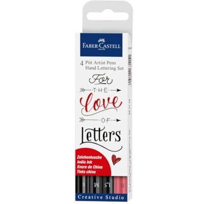 Faber-Castell Tušové tužky Pitt Artist Pen Lettering Love, 4 tužky Faber-Castell Tušové tužky Pitt Artist Pen Lettering Love, 4 tužky