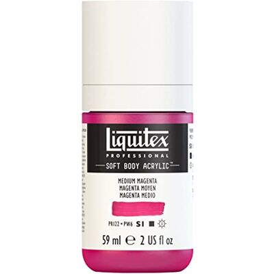 Liquitex 1959500 Professional akrylová barva Soft Body Umělecká barva v krémové krycí konzistenci, vysoká pigmentace, stálobarevná a odolná proti stárnutí, láhev 59 ml středně magenta Liquitex 1959500 Professional akrylová barva Soft Body Umělecká barva v krémové krycí konzistenci, vysoká pigmentace, stálobarevná a odolná proti stárnutí, láhev 59 ml středně magenta