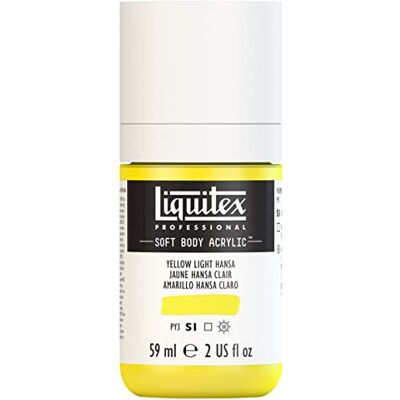 Liquitex 1959411 profesionální akrylová barva Soft Body – umělecká barva v krémové krycí konzistenci, vysoká pigmentace, stálobarevná a odolná proti stárnutí, 59 ml láhev – hanzově žlutá světlá Liquitex 1959411 profesionální akrylová barva Soft Body – umělecká barva v krémové krycí konzistenci, vysoká pigmentace, stálobarevná a odolná proti stárnutí, 59 ml láhev – hanzově žlutá světlá
