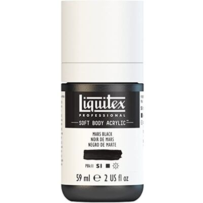 Liquitex 1959276 profesionální akrylová barva Soft Body – umělecká barva v krémové krycí konzistenci, vysoká pigmentace, stálobarevná a odolná proti stárnutí, 59 ml láhev – Marsově černá Liquitex 1959276 profesionální akrylová barva Soft Body – umělecká barva v krémové krycí konzistenci, vysoká pigmentace, stálobarevná a odolná proti stárnutí, 59 ml láhev – Marsově černá