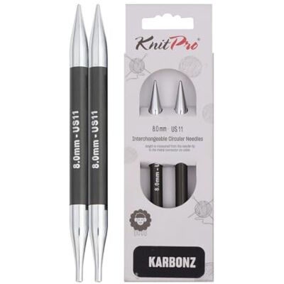 KnitPro Karbonz vyměnitelné jehly 5" (13 cm) 8 mm KnitPro Karbonz vyměnitelné jehly 5" (13 cm) 8 mm
