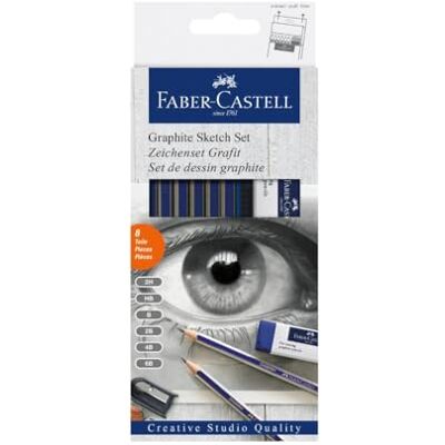 Faber-Castell 114000 Graphite Sketch sada, 8dílná, s 6 zlatými tužkami, 1 ořezávátko, 1 guma Faber-Castell 114000 Graphite Sketch sada, 8dílná, s 6 zlatými tužkami, 1 ořezávátko, 1 guma