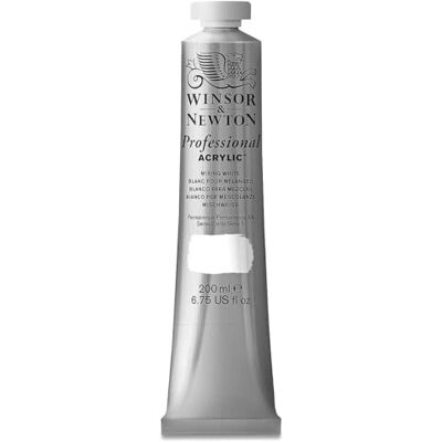 Winsor & Newton Profesionální akrylová barva 2337415 v umělecké kvalitě, vysoká zářivost barev a krycí schopnost, archivní kvalita, 200 ml tuba – smíšená bílá Winsor & Newton Profesionální akrylová barva 2337415 v umělecké kvalitě, vysoká zářivost barev a krycí schopnost, archivní kvalita, 200 ml tuba – smíšená bílá